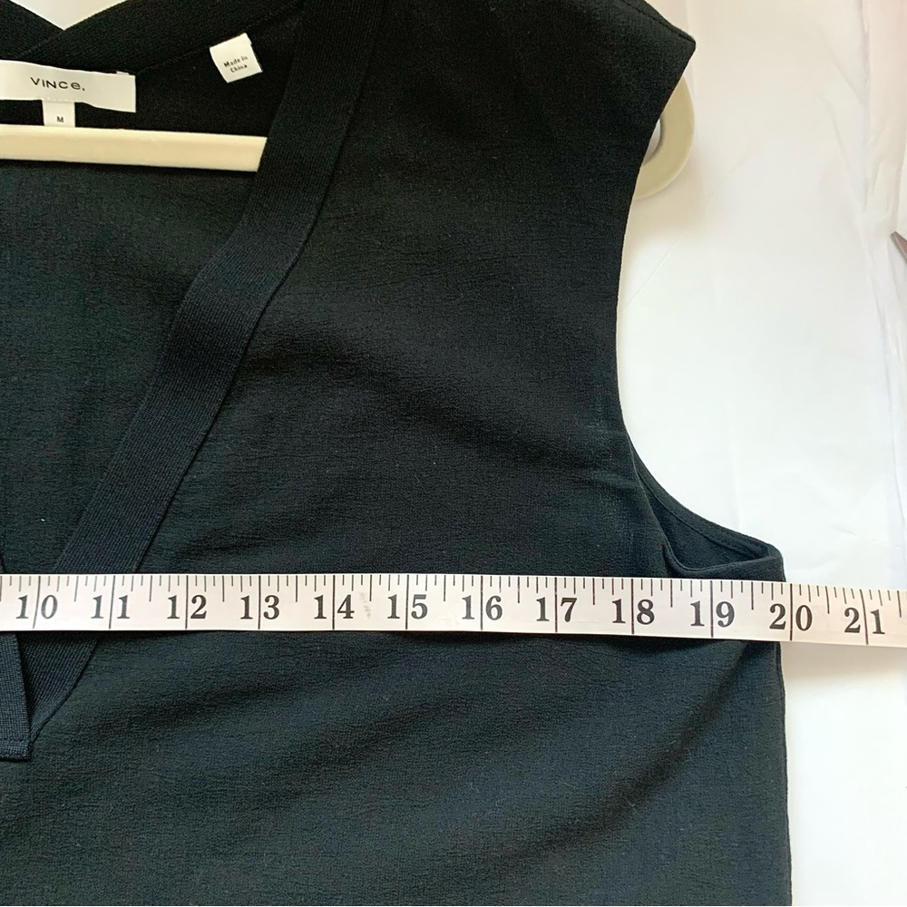 Vince Black Double V Neck Sleeveless Cotton Top MED - Picture 13 of 16